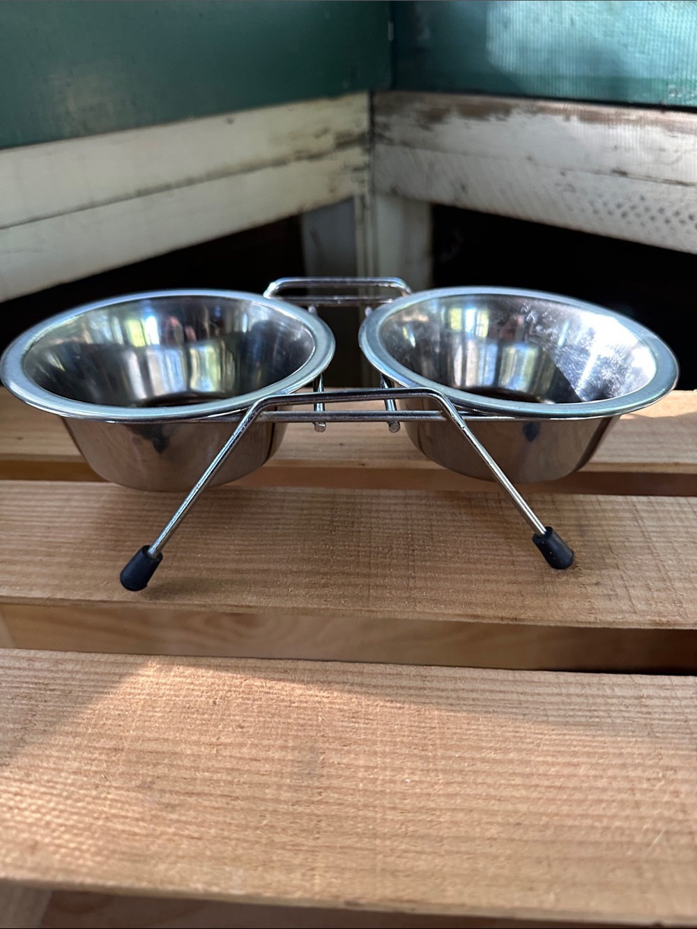 Stainless Steel Double Pet Bowl Set with Elevated Stand for XS Dog